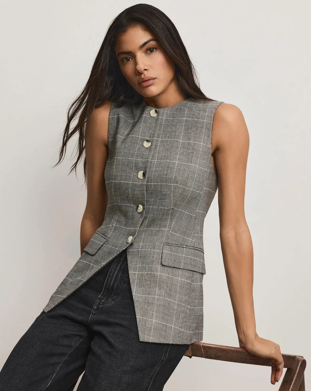 Lois Linen-Blend Vest by Veronica Beard