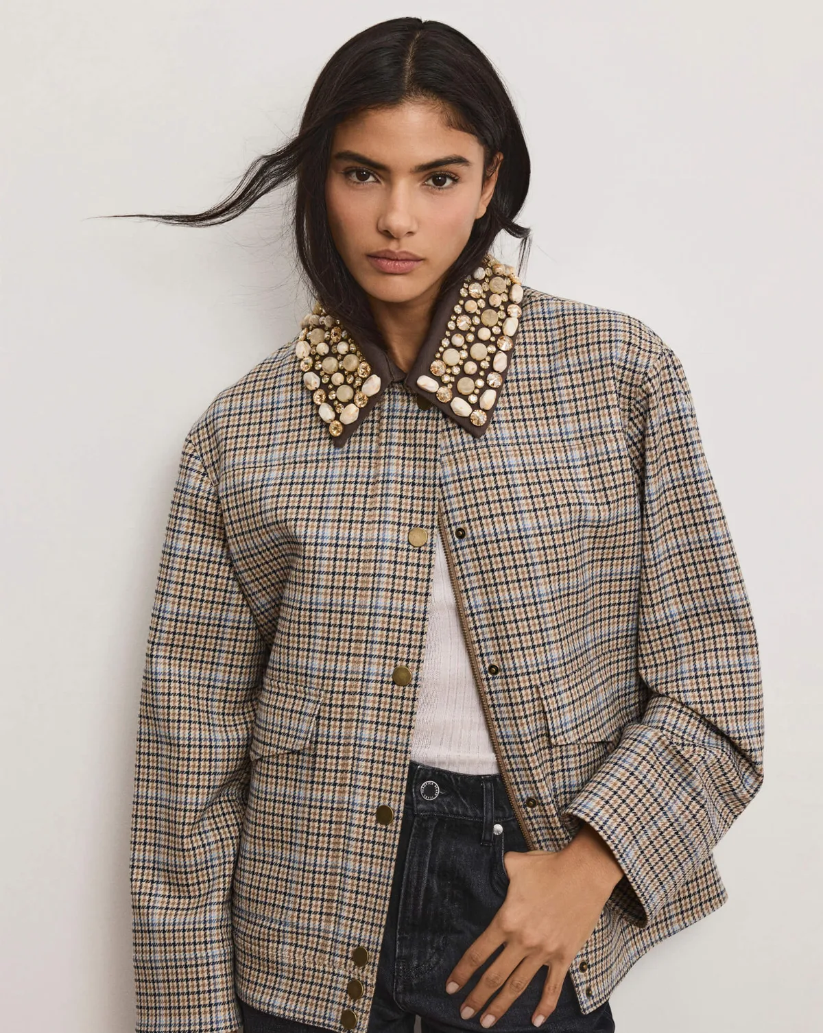 Kasper Plaid Chore Jacket by Veronica Beard