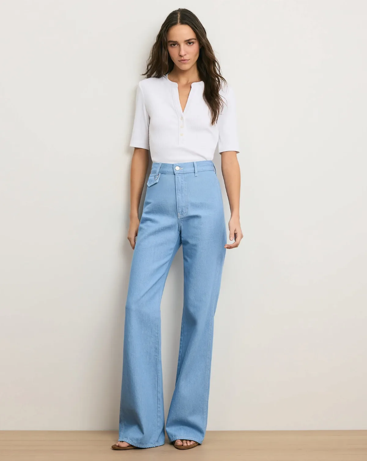 Crosbie Flap-Pocket Slim Wide-Leg Jean by Veronica Beard