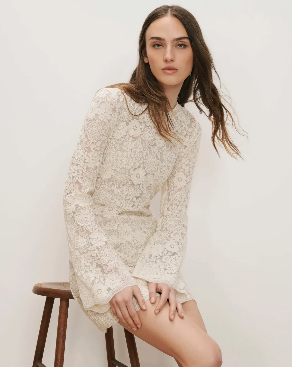 Teresia Lace Mini Dress Dove White by Veronica Beard
