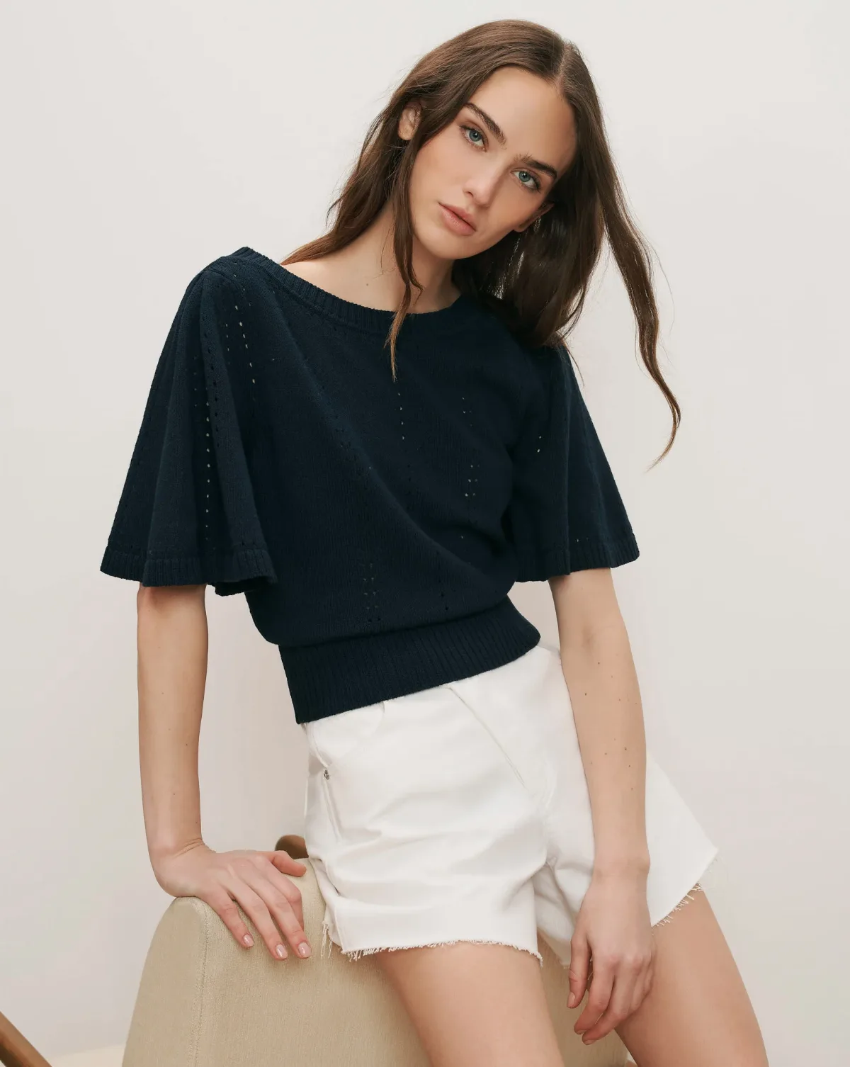 Rhennan Pointelle Knit Top by Veronica Beard