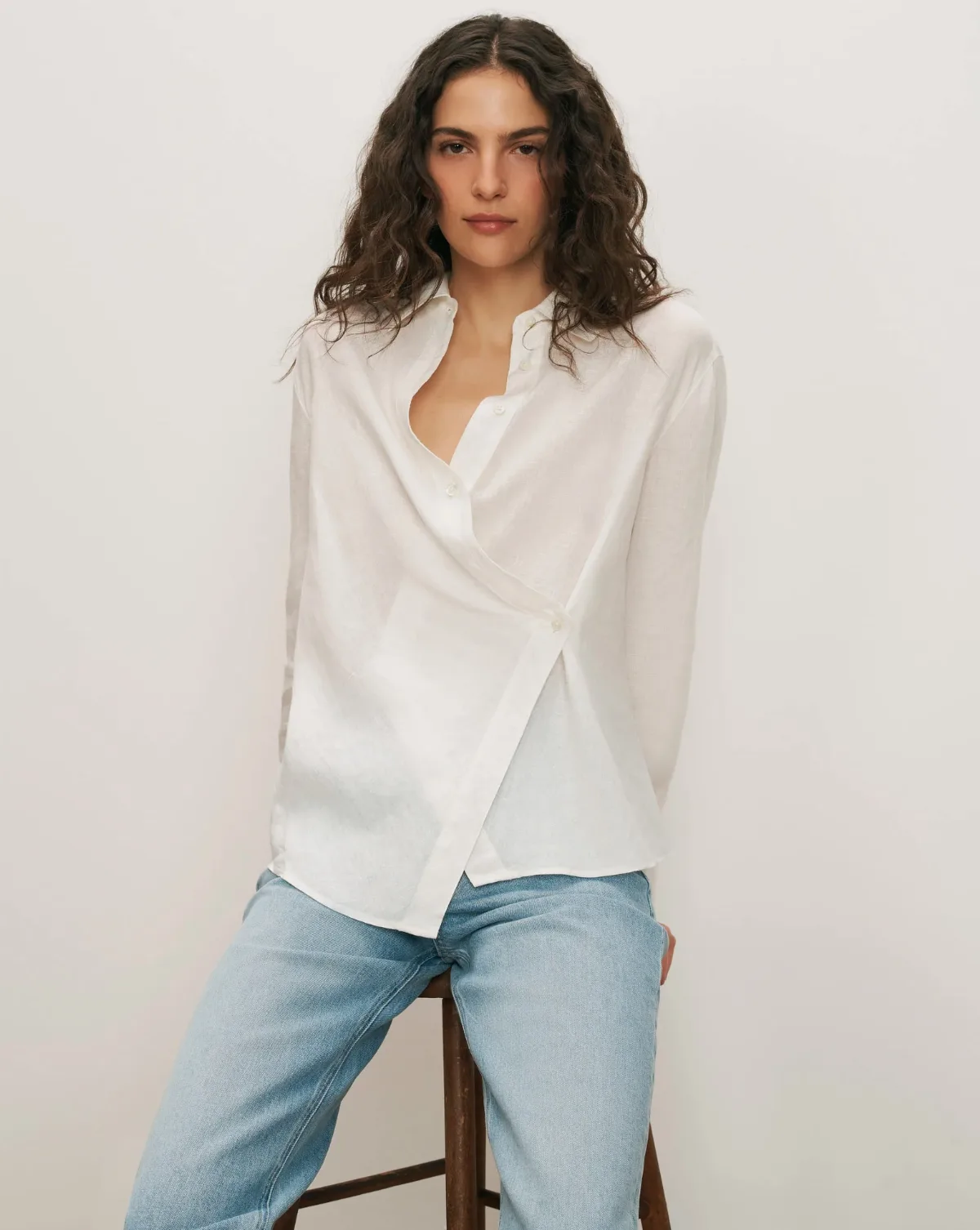 Perezzi Linen Button-Down Shirt by Veronica Beard