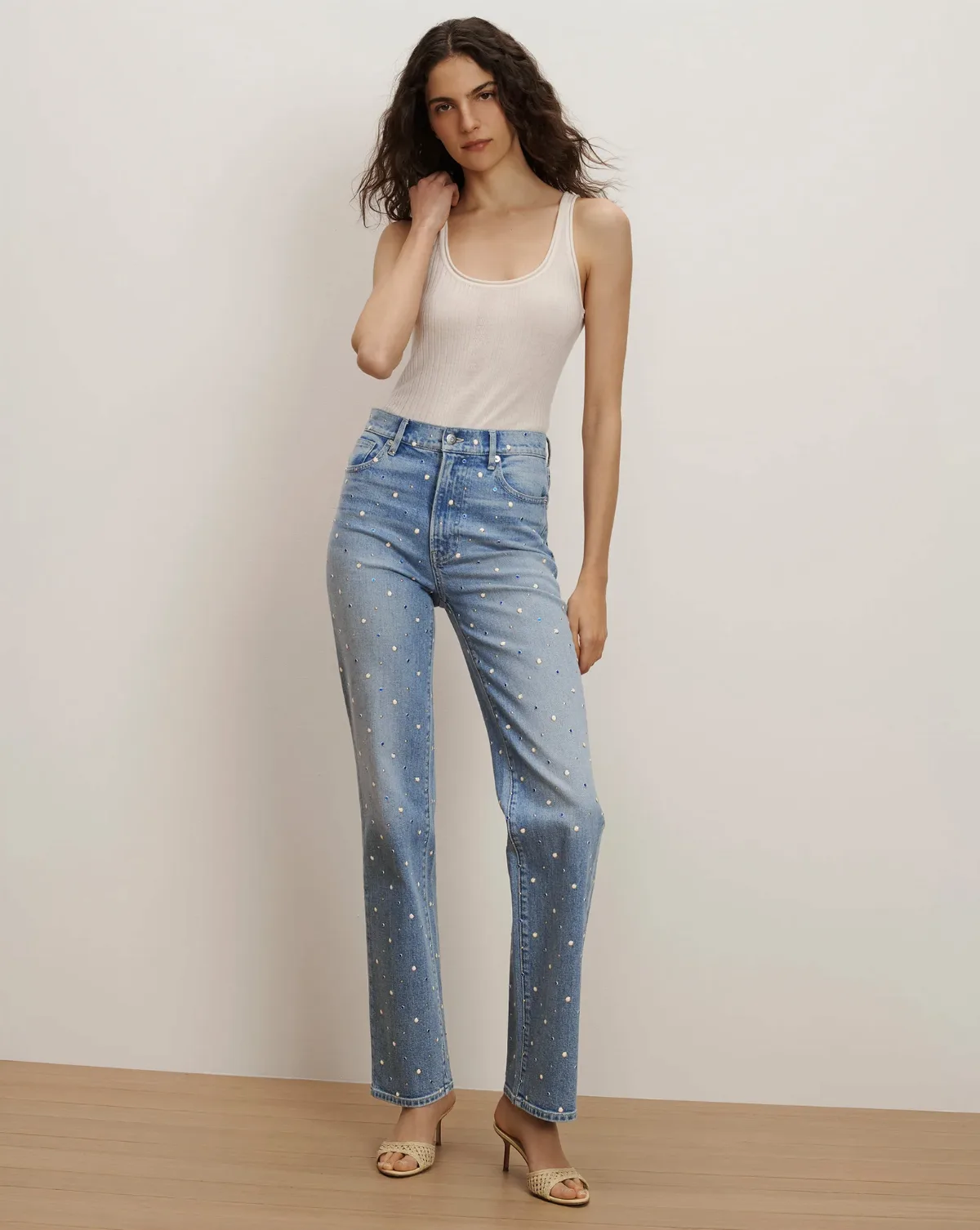 Dylan Embellished Straight-Leg Jean by Veronica Beard