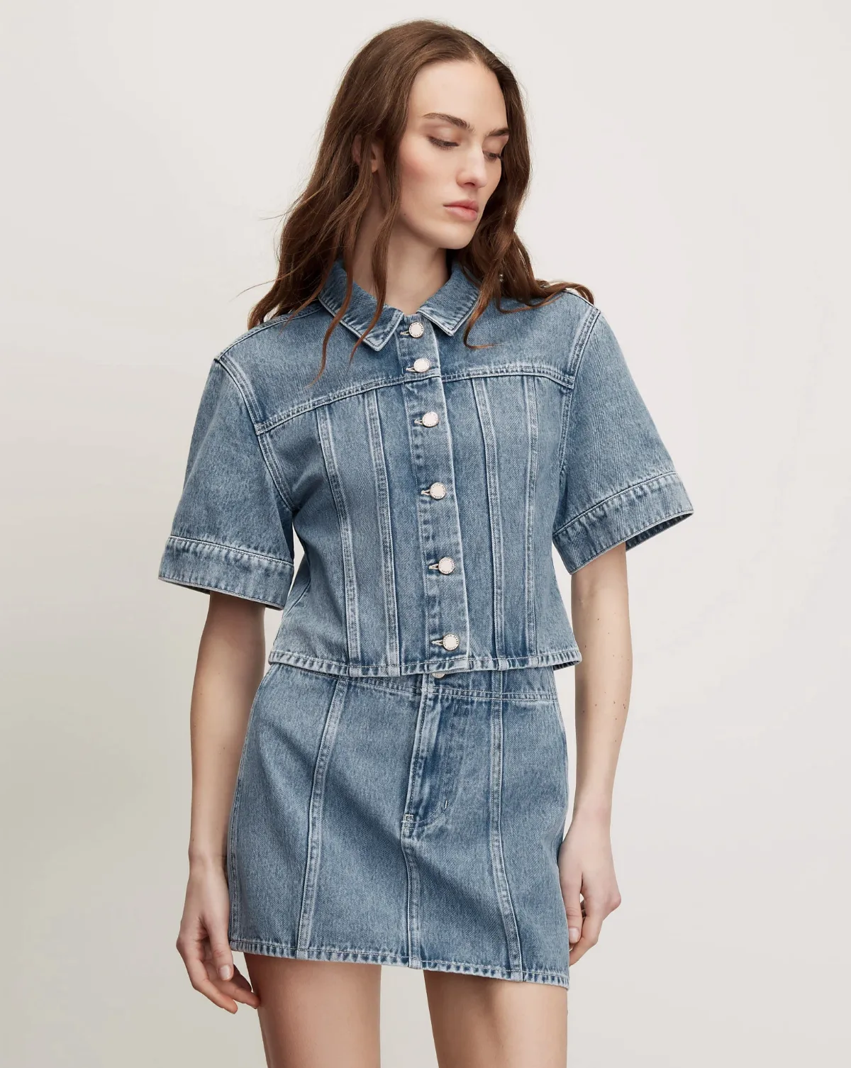 Malcom Cropped Denim Jacket by Veronica Beard