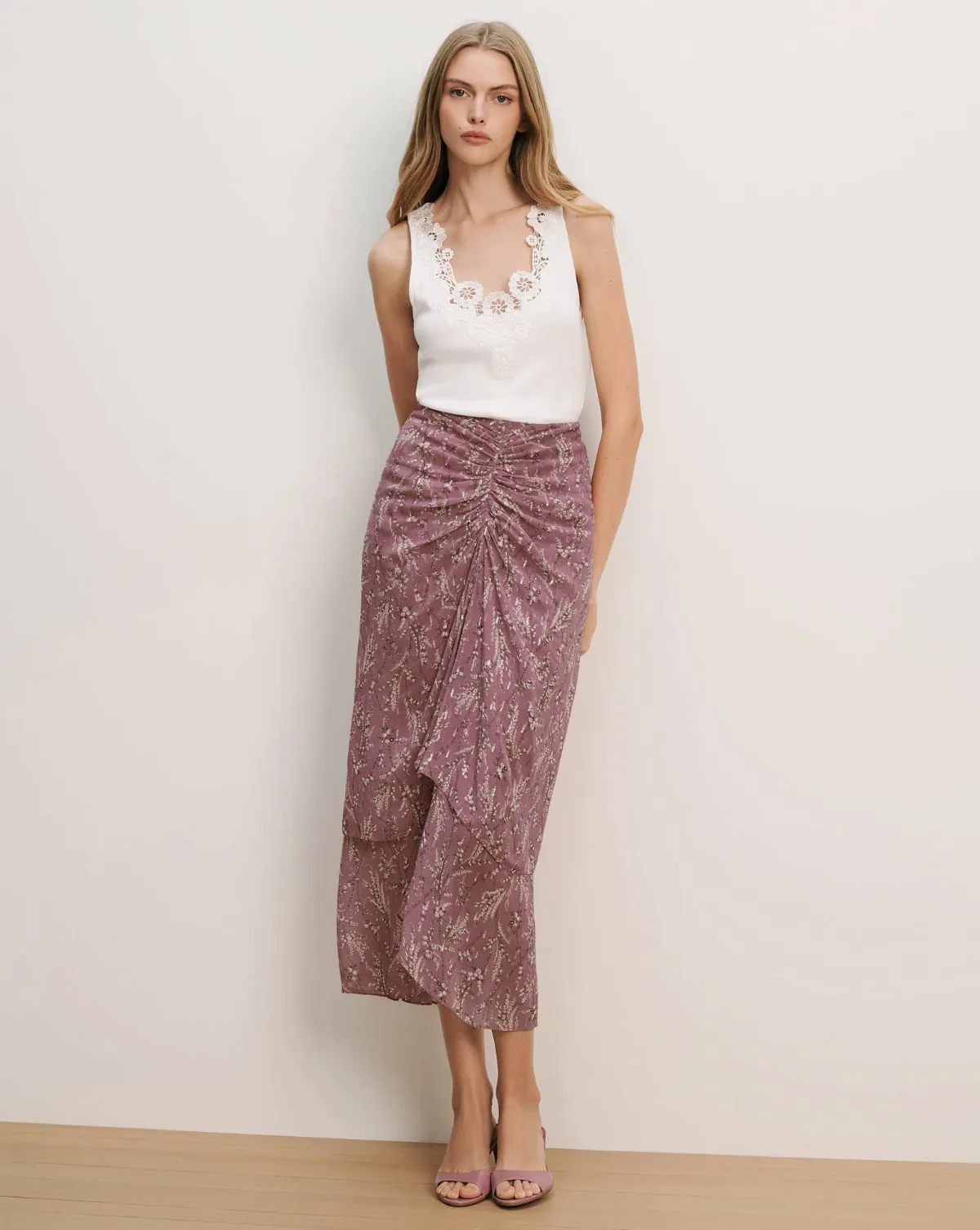 Sira Floral Midi Skirt by Veronica Beard