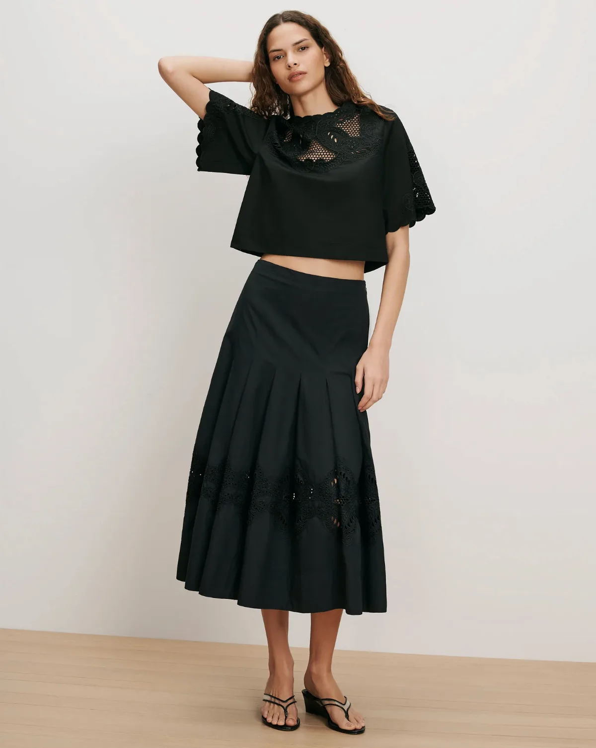 Fynnley Embroidered Midi Skirt by Veronica Beard