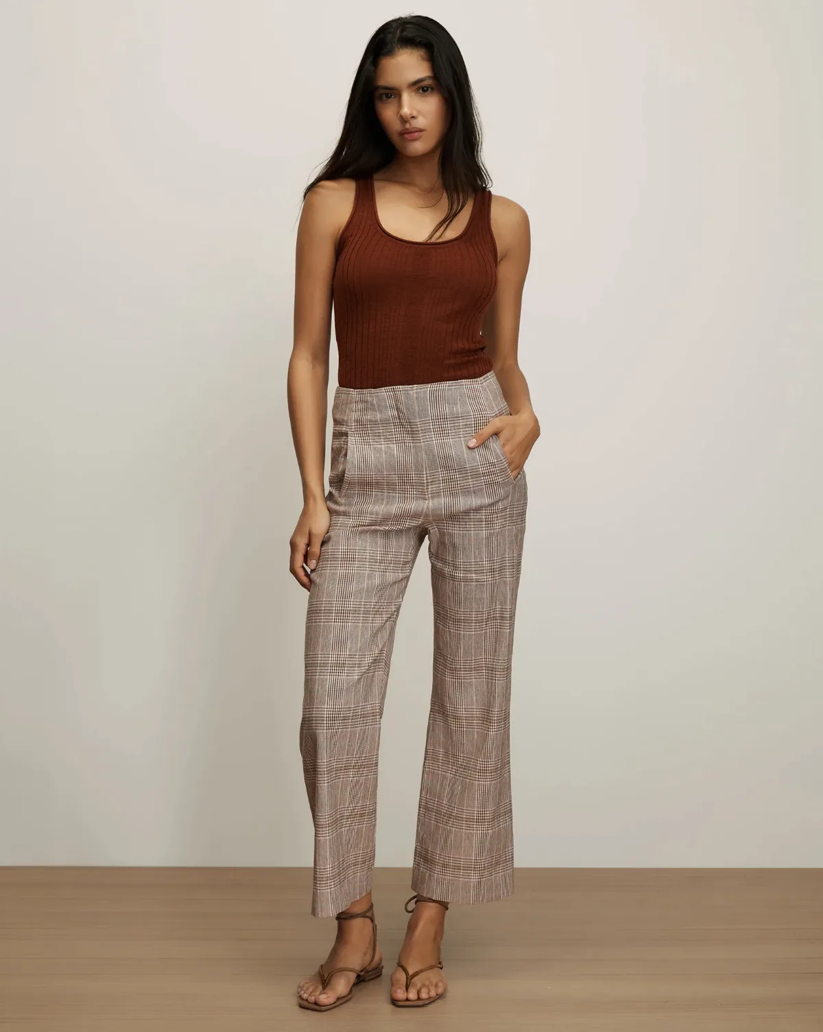 Dova Plaid Wide-Leg Pant by Veronica Beard