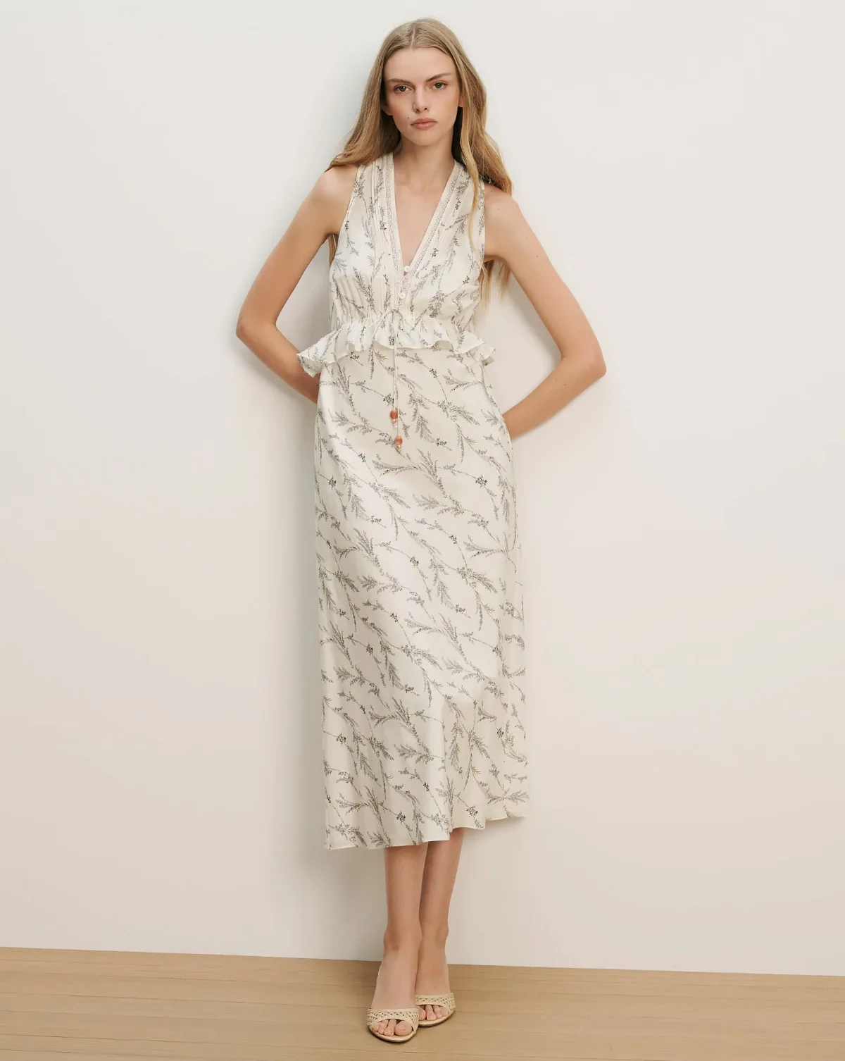 Dominick Sleeveless Floral Midi Dress by Veronica Beard