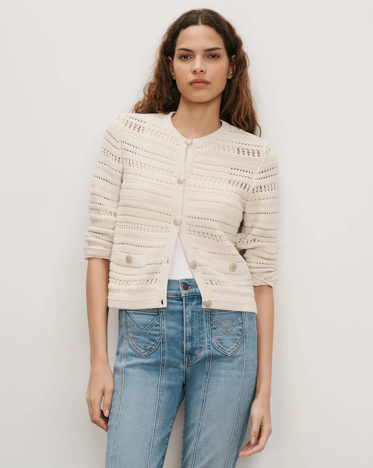 Bellingham Pointelle Cardigan by Veronica Beard
