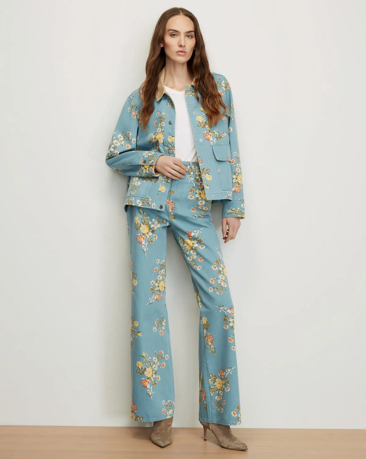 Taylor Floral Wide-Leg Jean by Veronica Beard