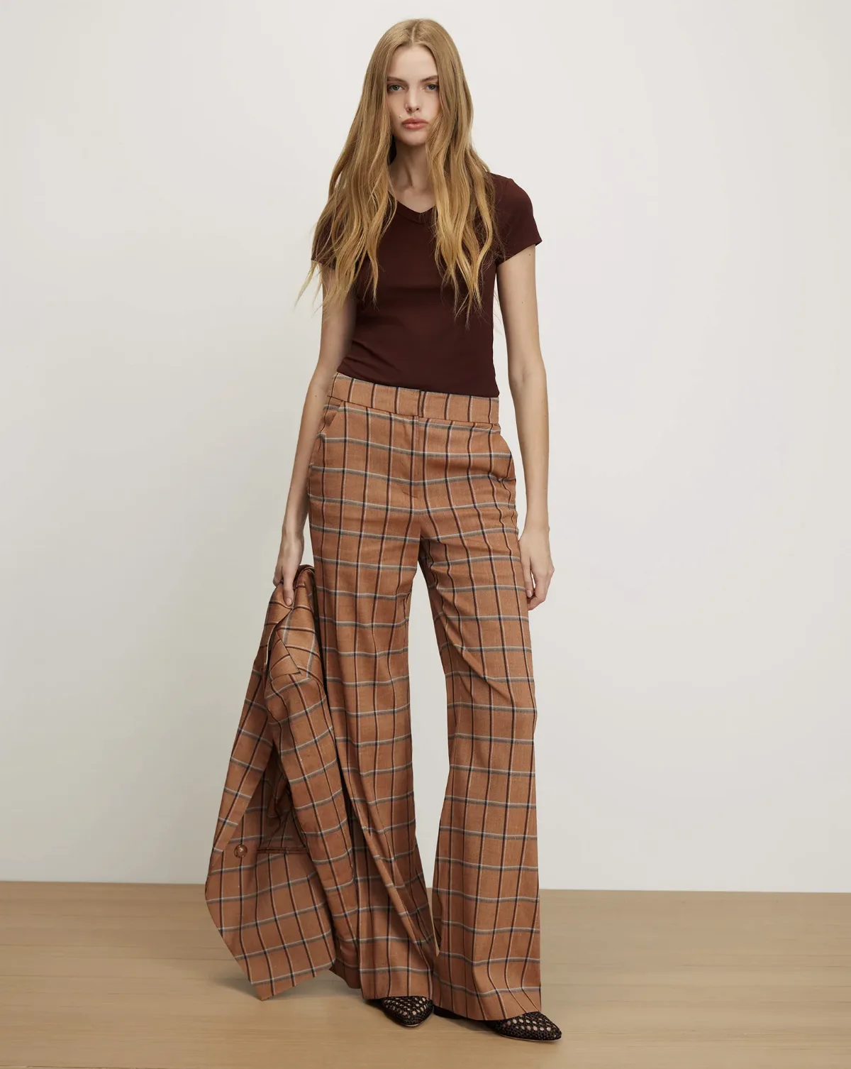 Tonelli Plaid Wide-Leg Pant by Veronica Beard
