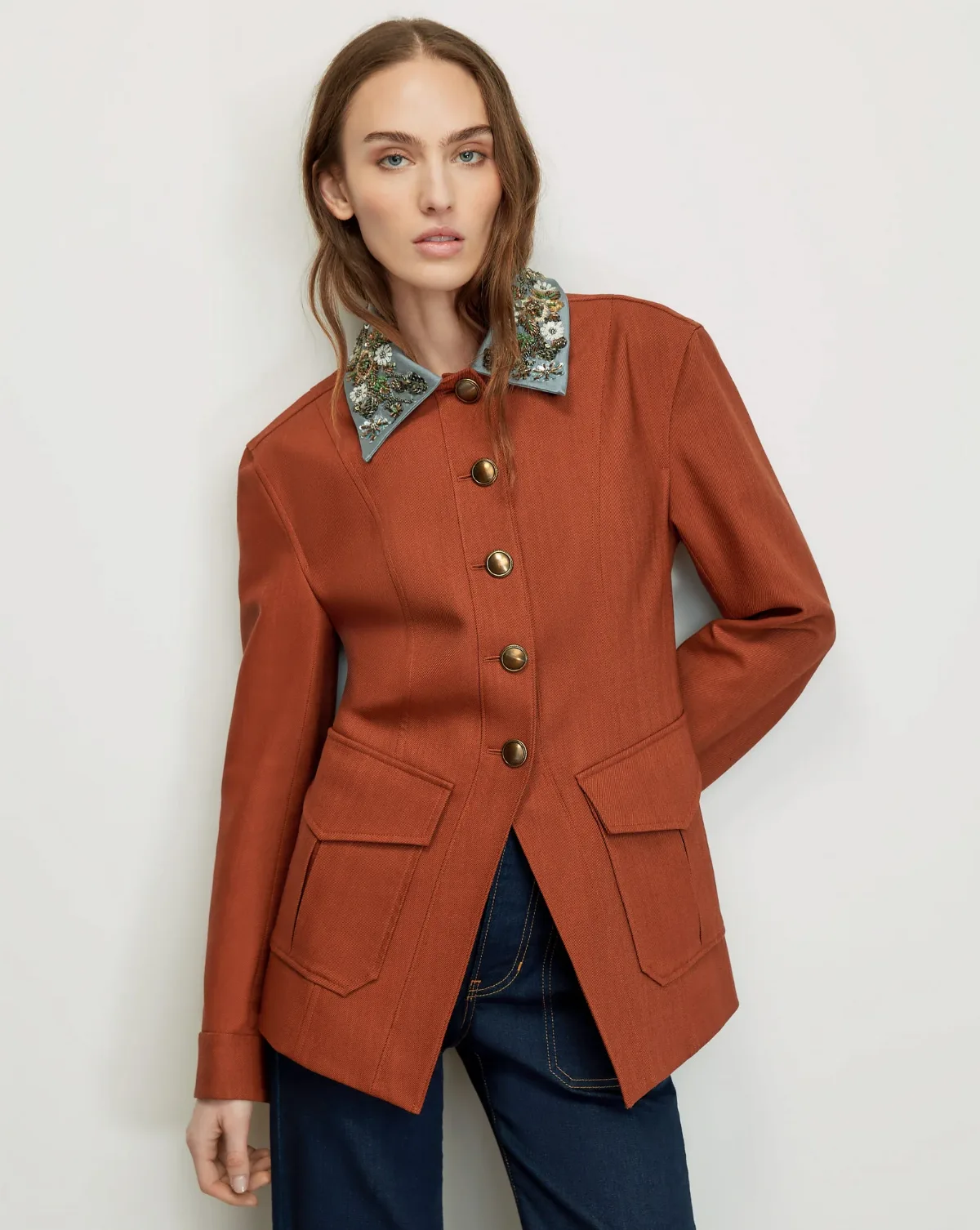 Laramie Removable-Collar Dickey Jacket by Veronica Beard