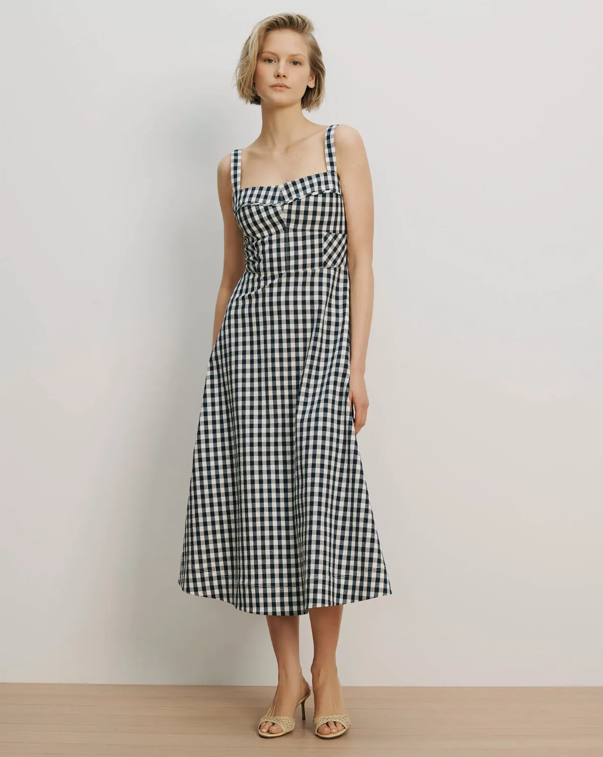 Aila Gingham Midi Dress by Veronica Beard