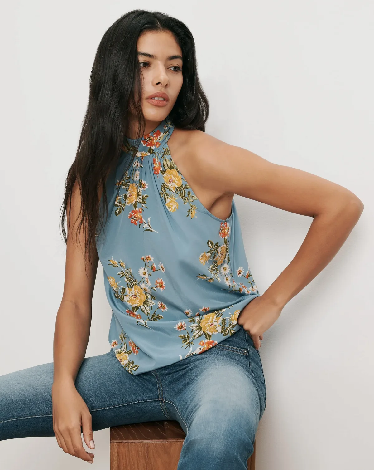Kovi Floral Halter Top by Veronica Beard