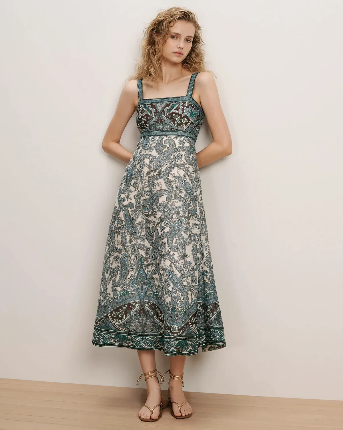 Rye Linen-Silk Midi Dress by Veronica Beard
