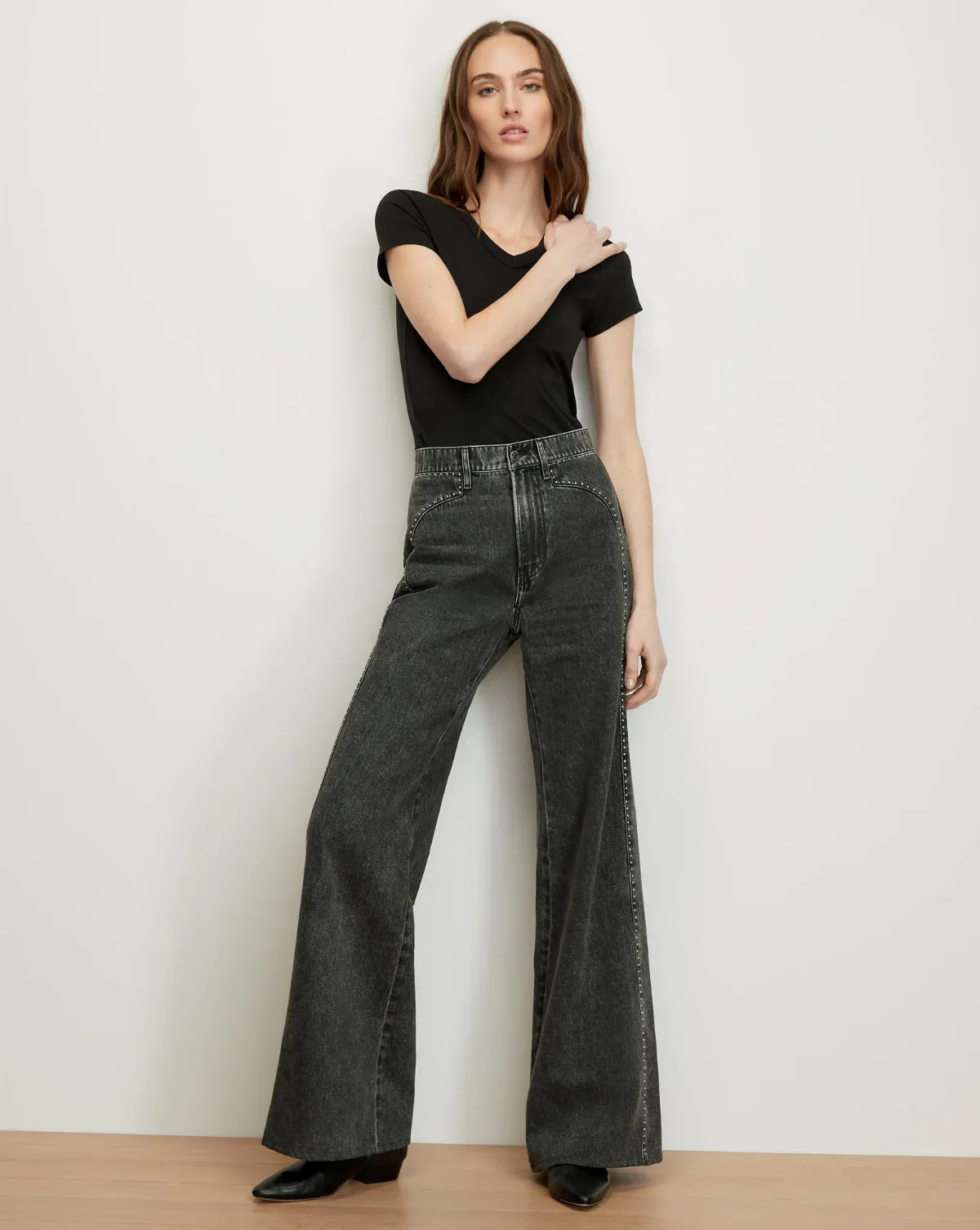Grant Studded Wide-Leg Jean by Veronica Beard