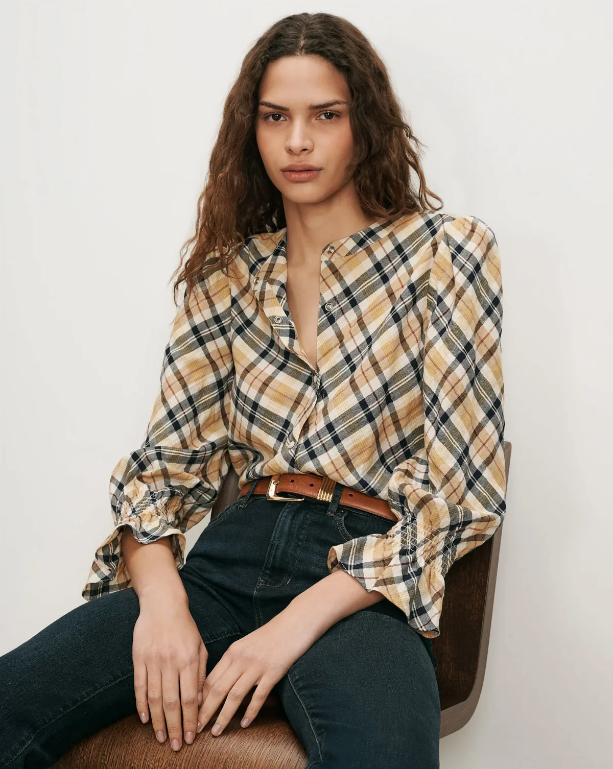Ashlynn Plaid Blouse by Veronica Beard