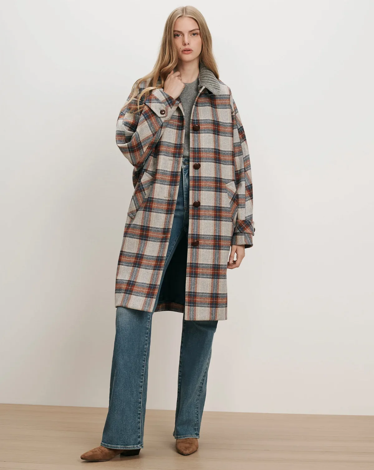 Laurent Removable-Collar Dickey Coat