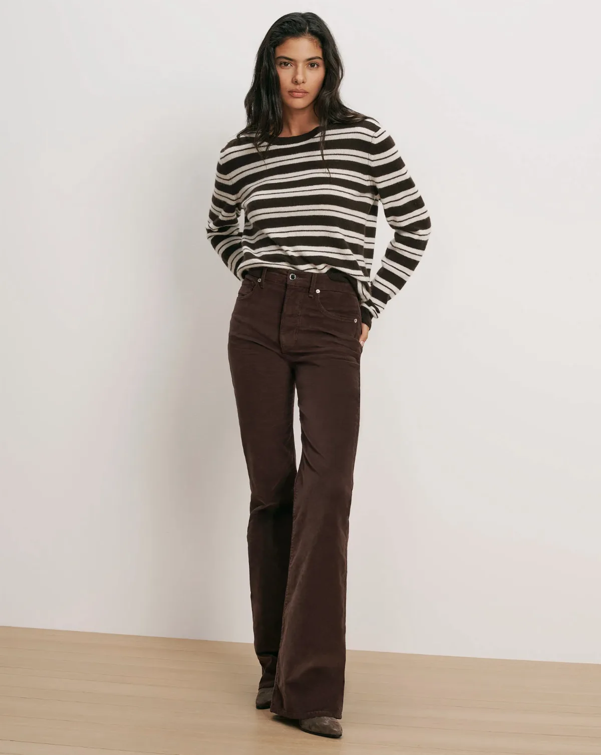 Crosbie Corduroy Slim Wide-Leg Pant by Veronica Beard