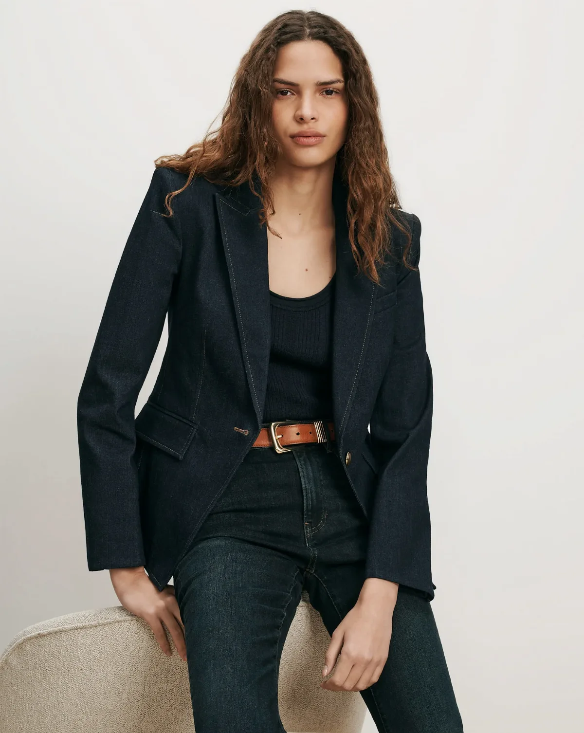 Miller Denim Single-Breasted Dickey Jacket by Veronica Beard