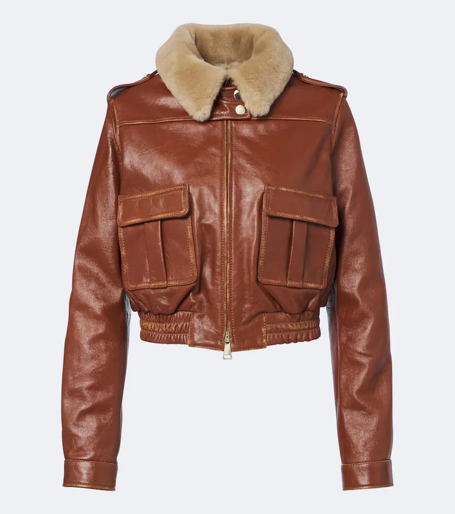 First Love Shearling-Trimmed Leather Jacket by Dorothee Schumacher
