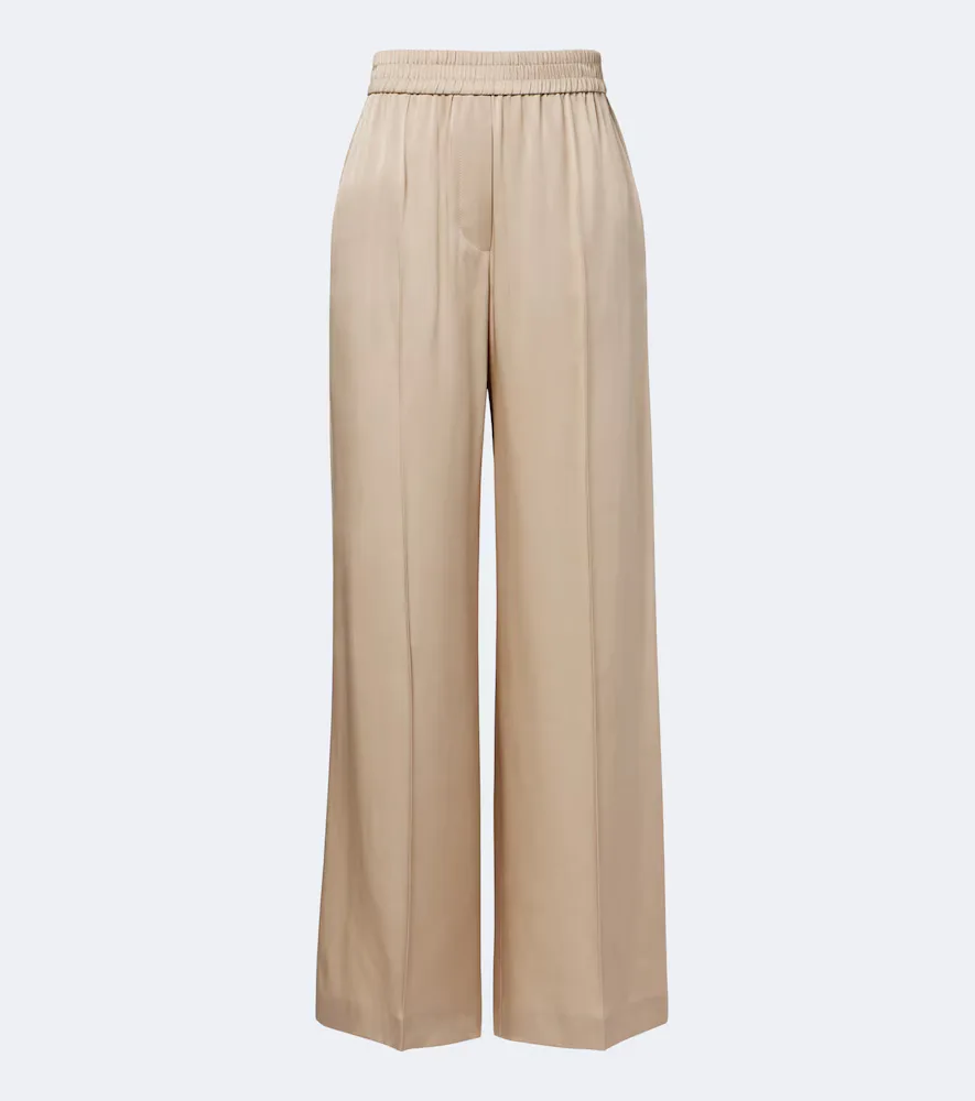 Silk Satin Wide-Leg Pants by Brunello Cucinelli