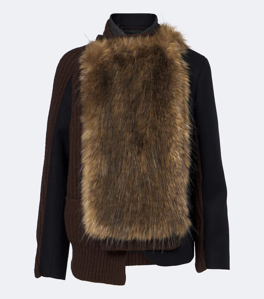 Ribbed-Knit Wool-Blend Jacket by Sacai