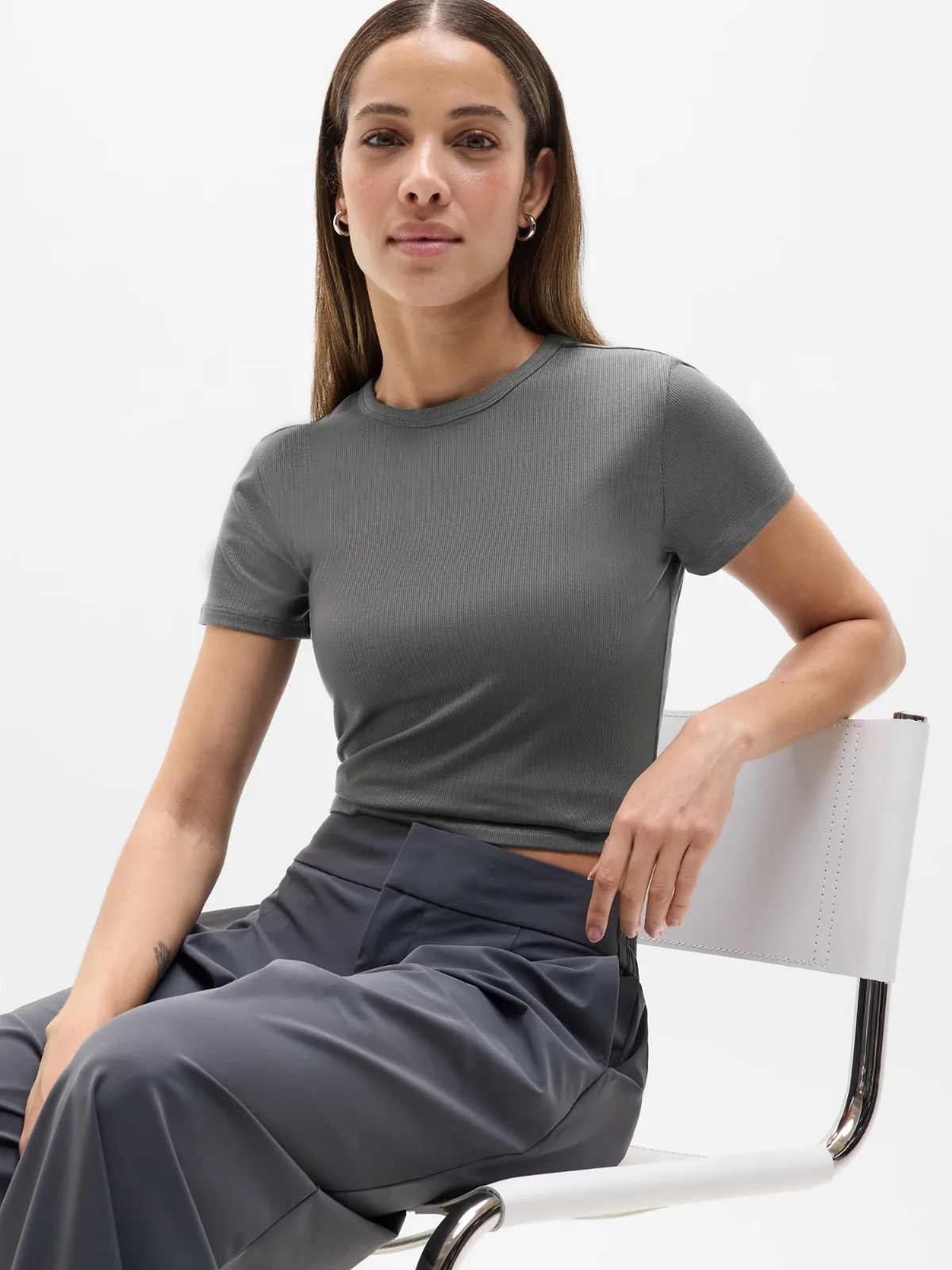 Signature Rib Crop Tee by Athleta