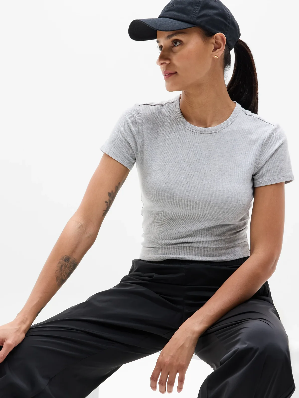 Signature Rib Crop Tee by Athleta