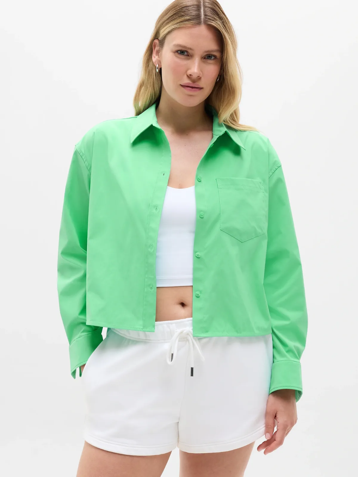 Midday Cropped Poplin Shirt by Athleta