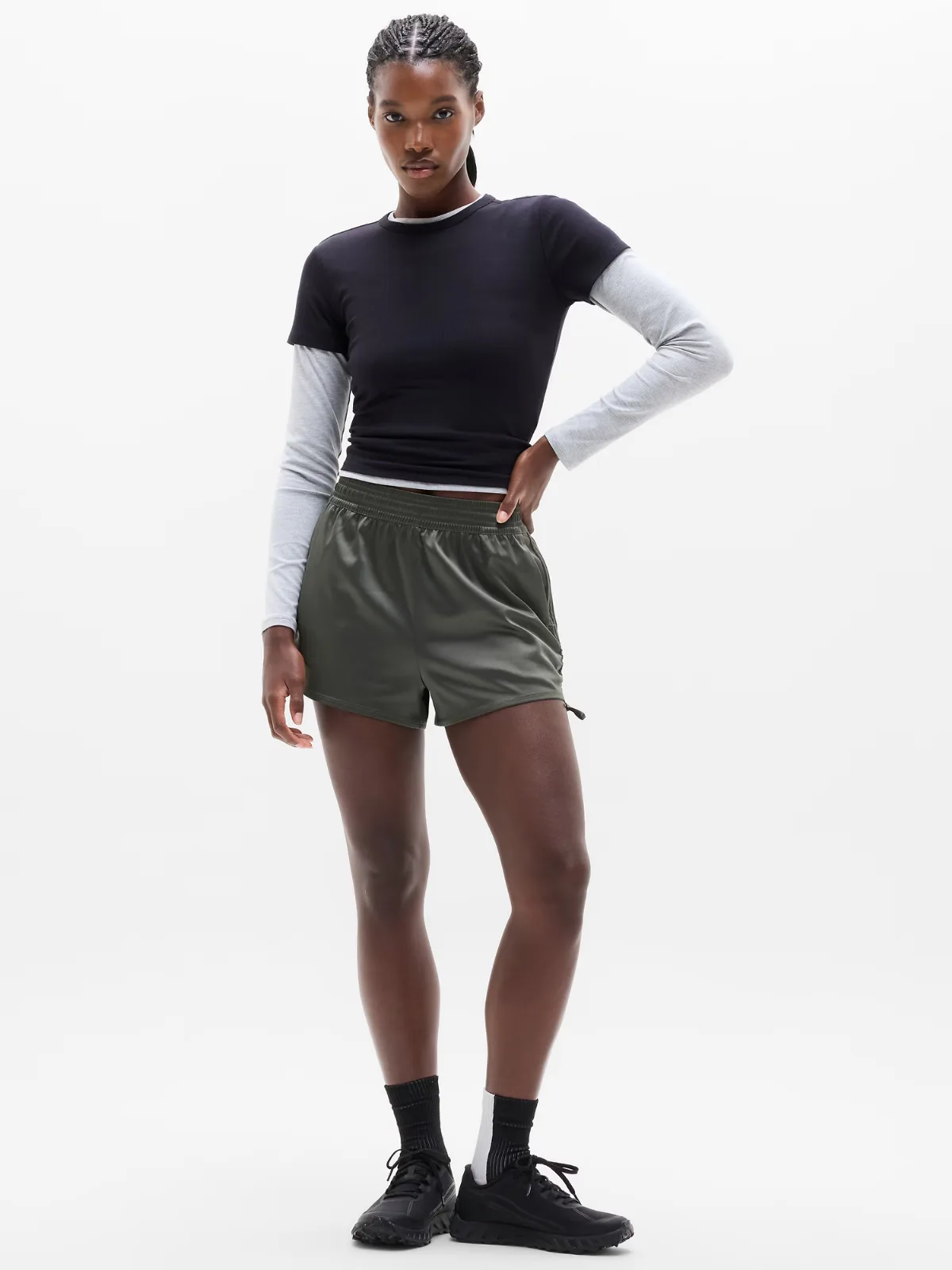 Featherweight Satin Ruched Run Short by Athleta