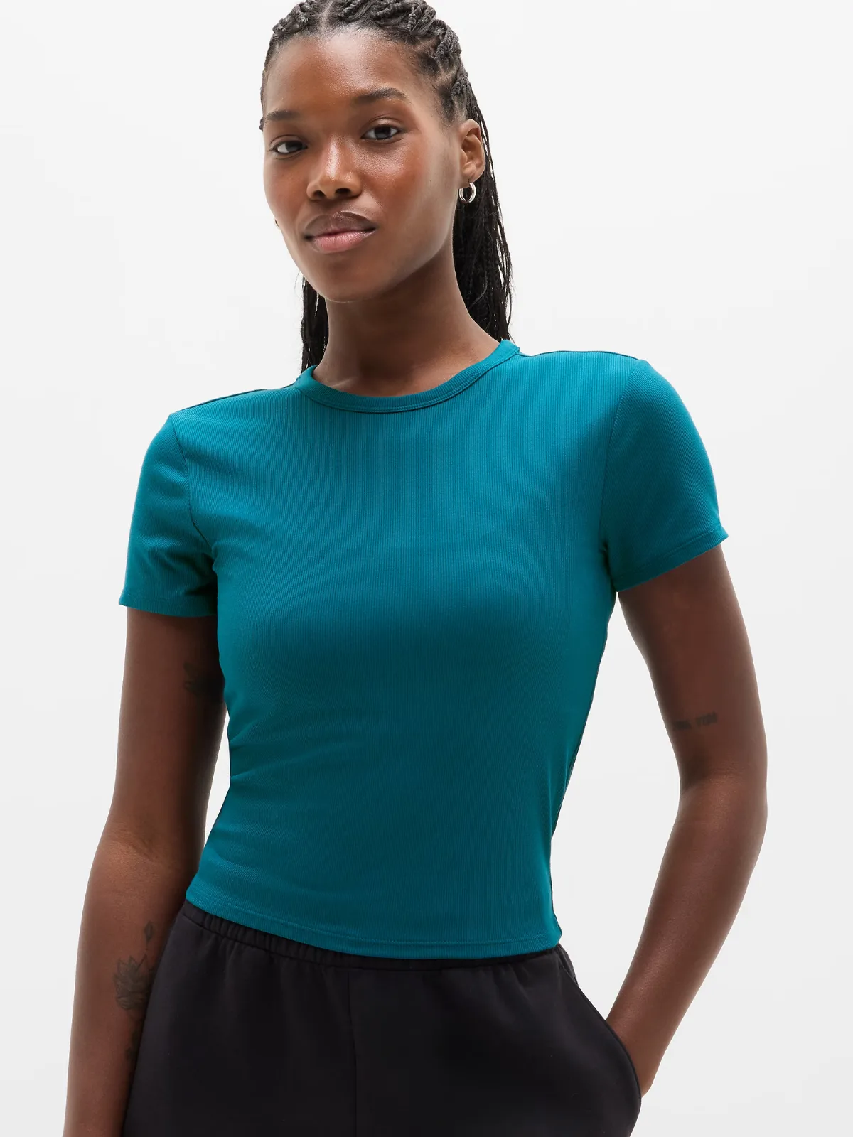 Signature Rib Crop Tee by Athleta