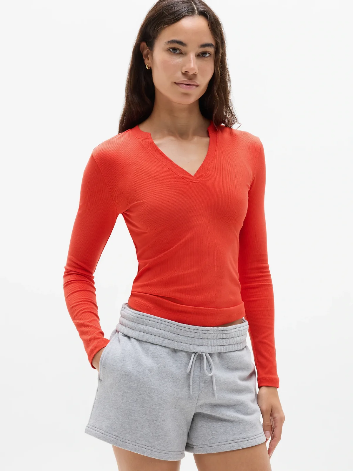 Signature Rib V-Neck Top