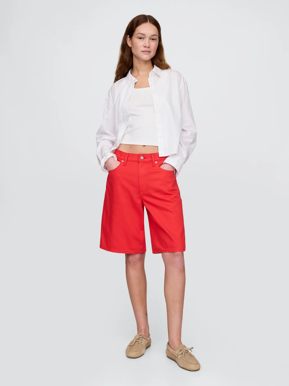 11 Mid Rise UltraSoft Longline Denim Shorts by Gap
