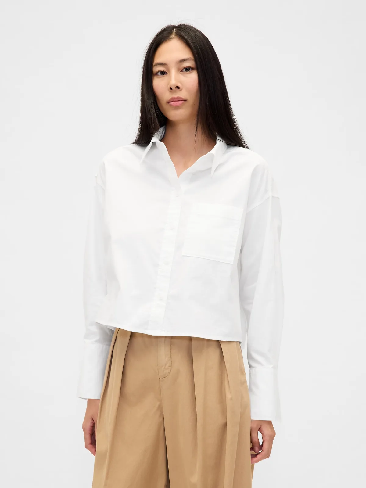 Organic Cotton Straight-Hem Crop Shirt by Gap