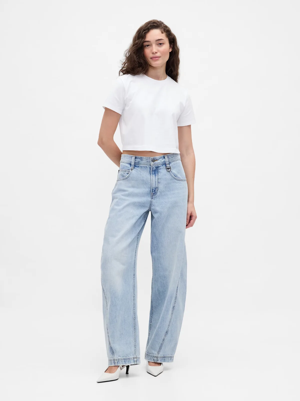 BIS High Rise Barrel Jeans by Gap