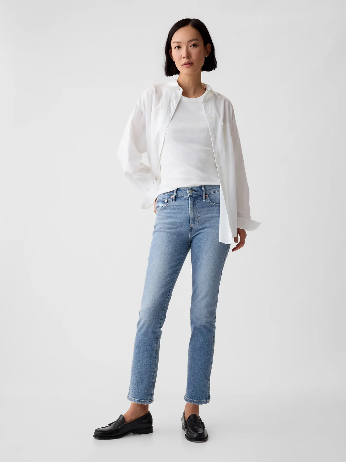 Mid Rise Vintage Slim Split-Hem Jeans by Gap