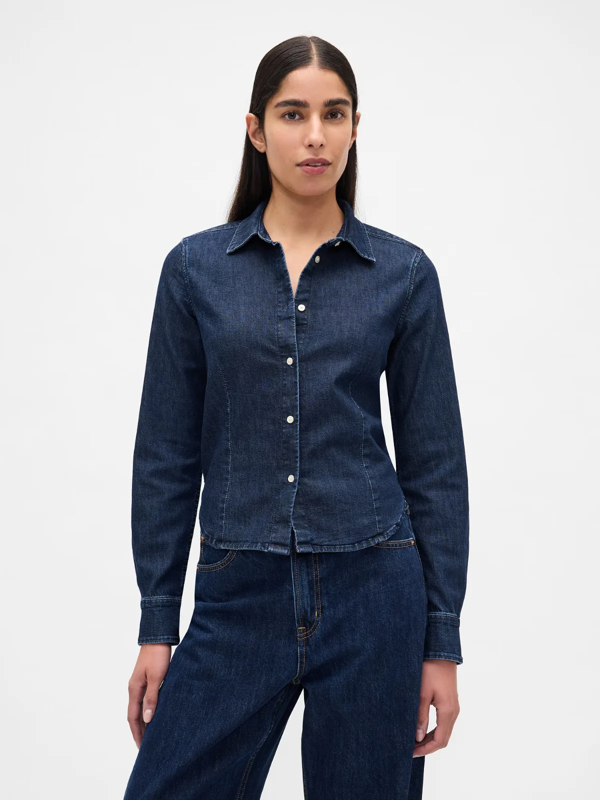 Denim Fitted Crop Shirt by Gap