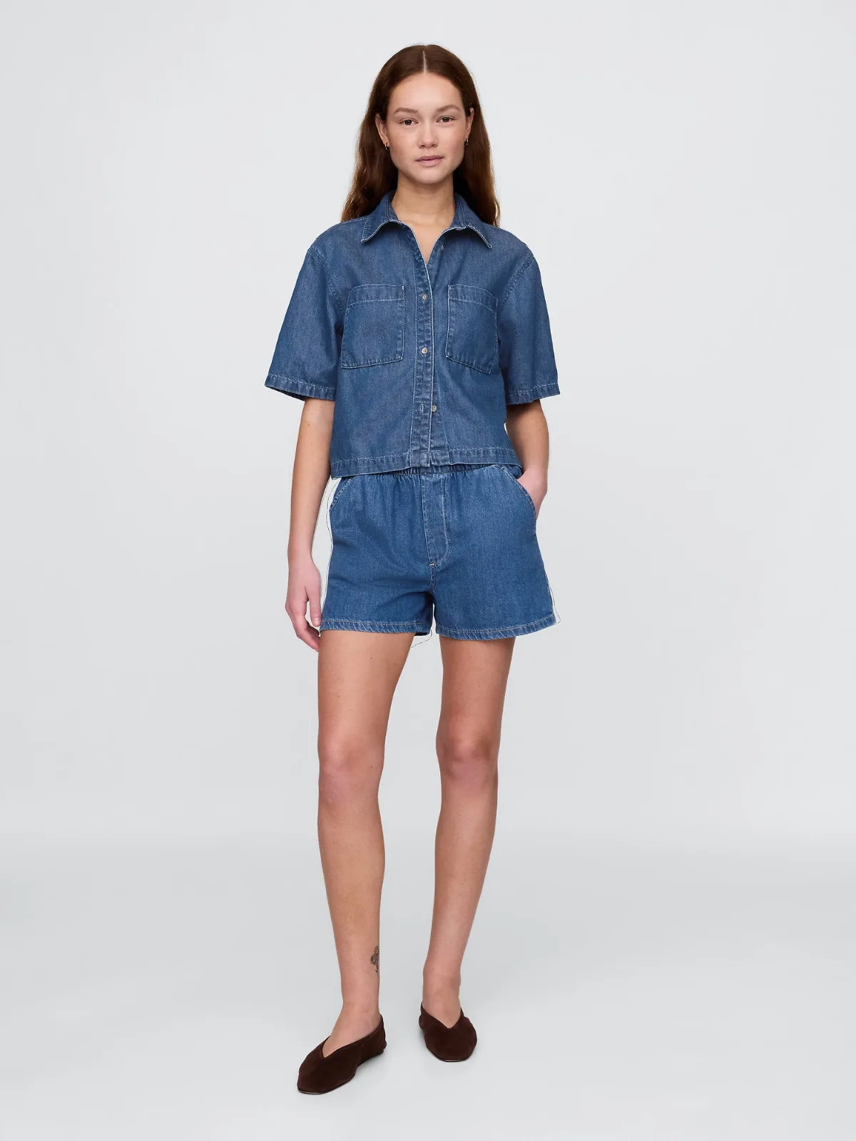 Mid Rise UltraSoft Denim Easy Boxer Shorts by Gap