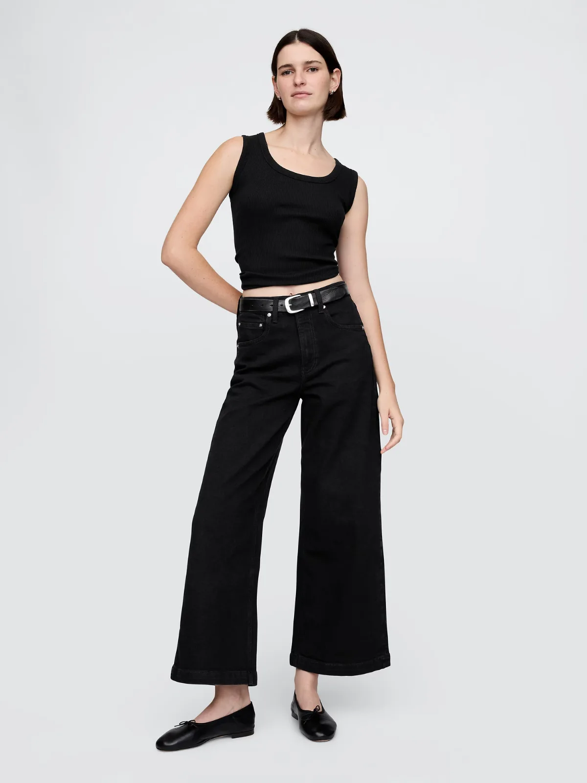 High Rise Stride Wide-Leg Ankle Jeans by Gap