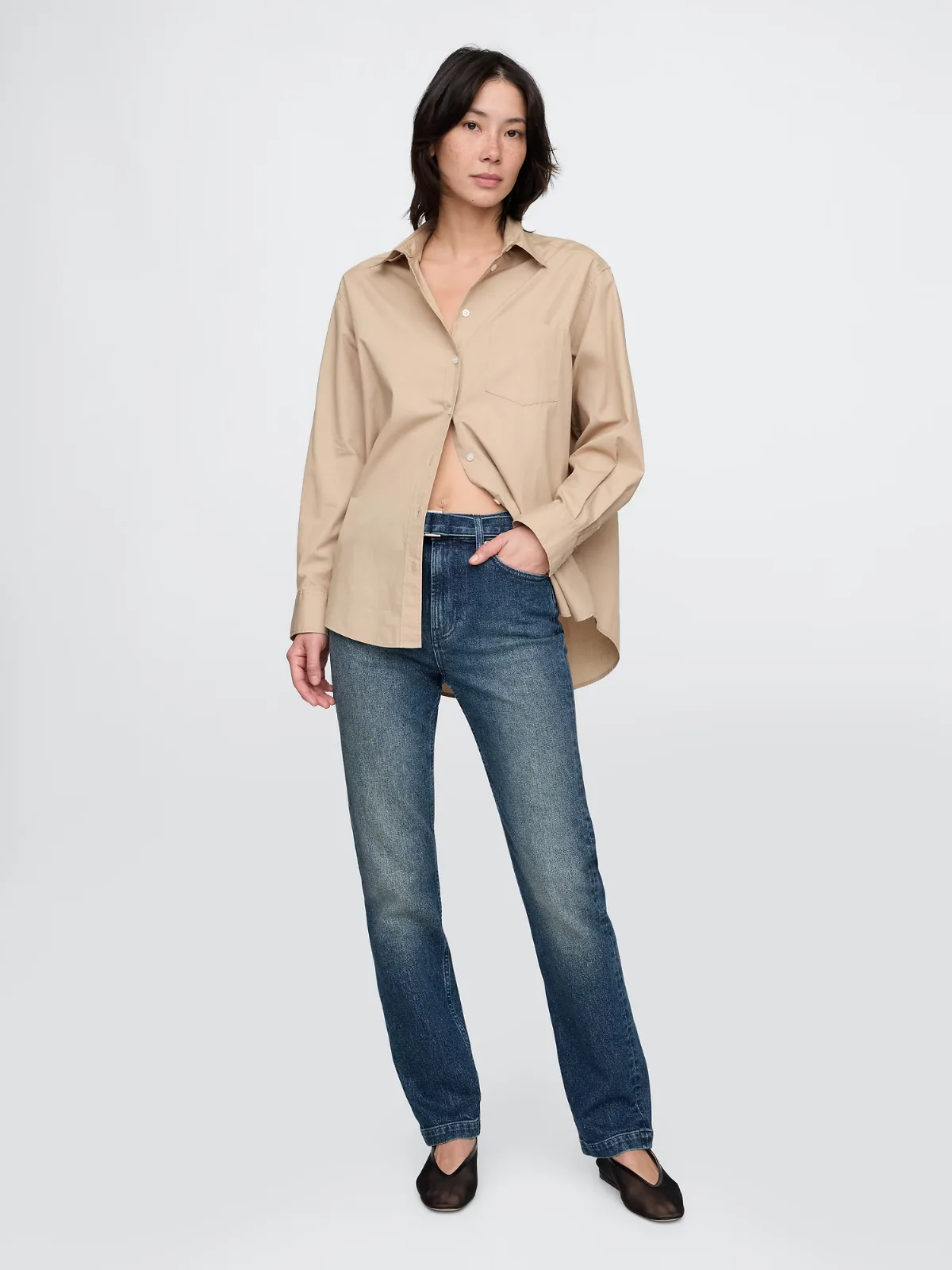 High Rise Belted 90s Slim Straight Jeans by Gap
