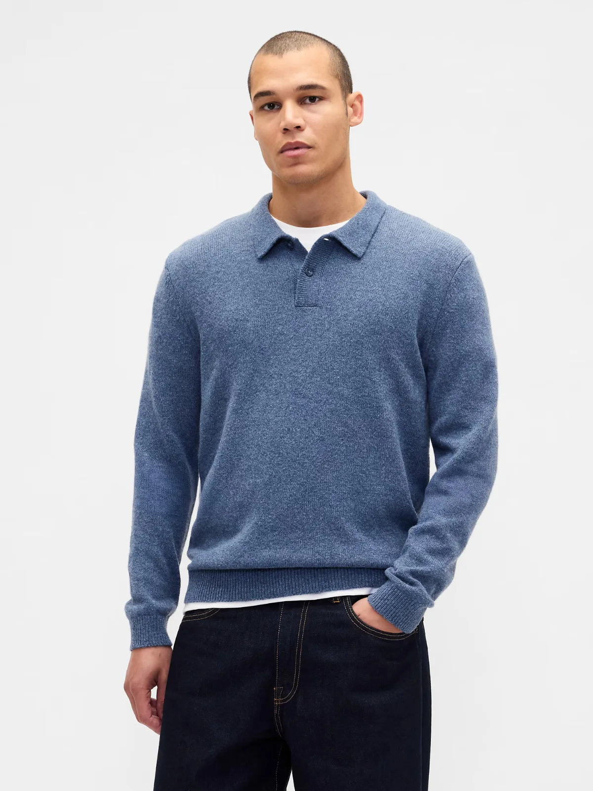 Merino Wool-Blend Polo Shirt Sweater by Gap