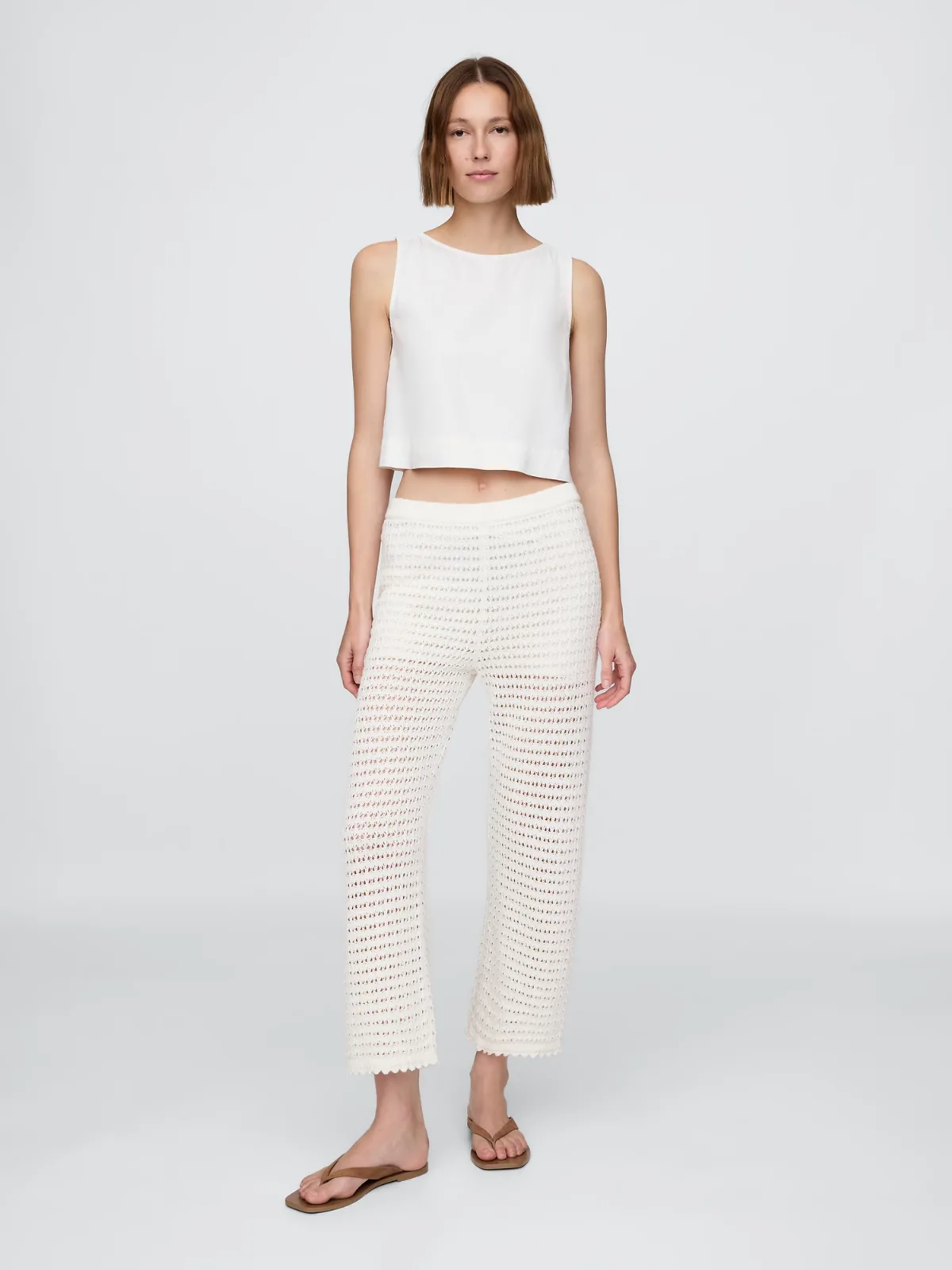 100% Cotton Crochet Ankle Pants by Gap