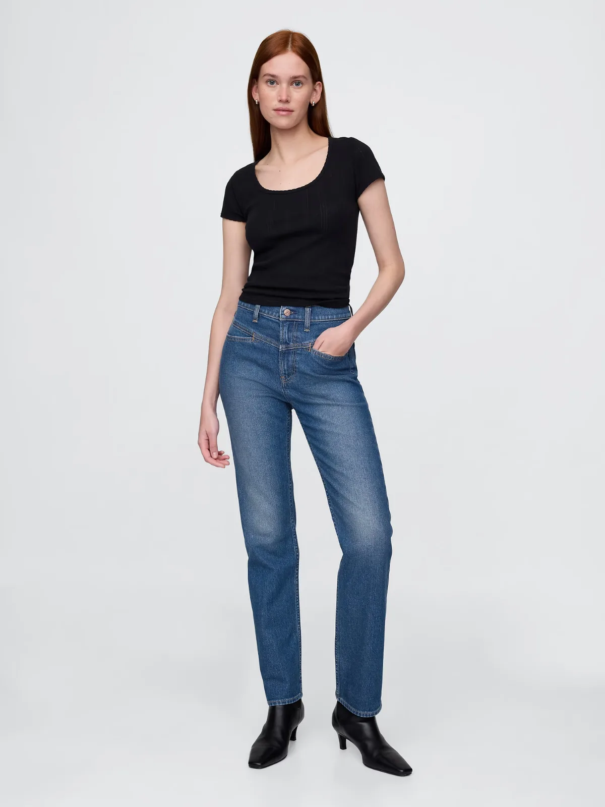 High Rise Western 90s Slim Straight Jeans by Gap