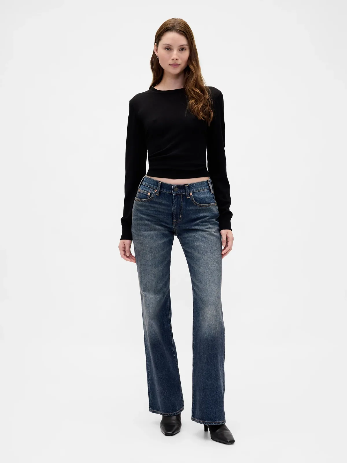 Mid Rise Relaxed Flare Jeans