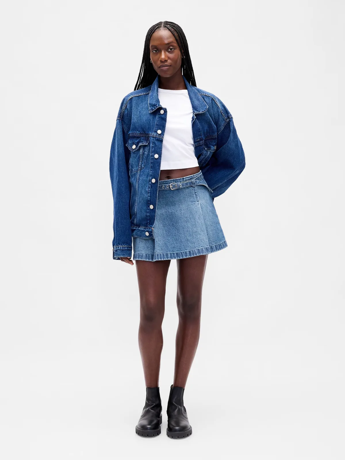Denim Belted Mini Skirt by Gap