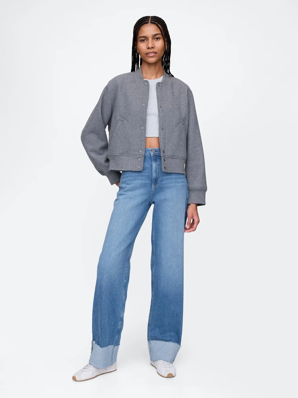 Mid Rise Cuffed 90s Loose Jeans by Gap