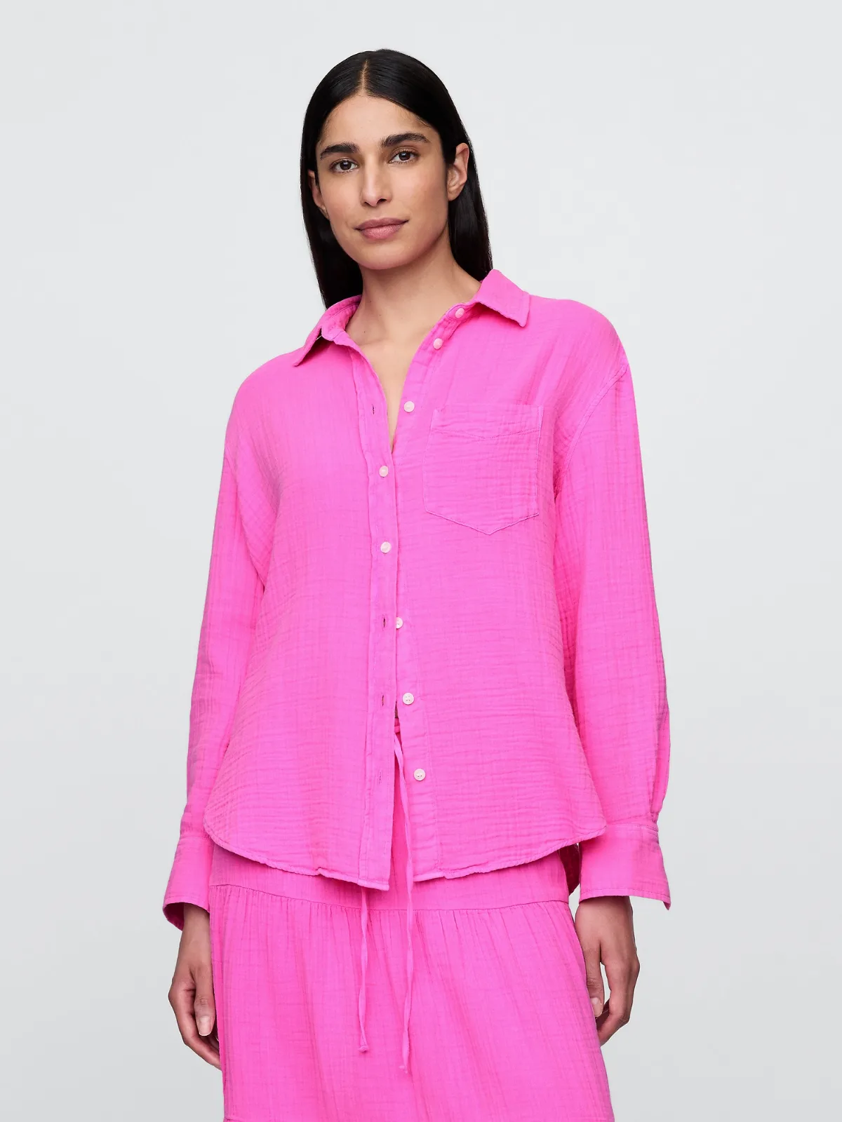 Cotton Gauze Button-Down Shirt by Gap
