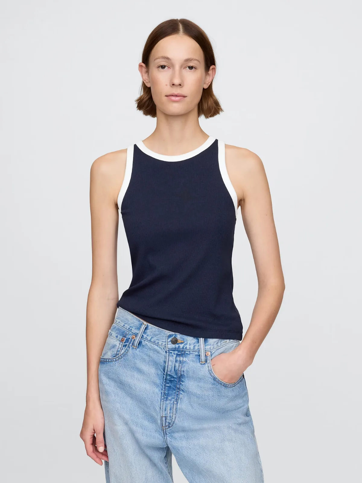 Modern Rib Halter Tank Top by Gap