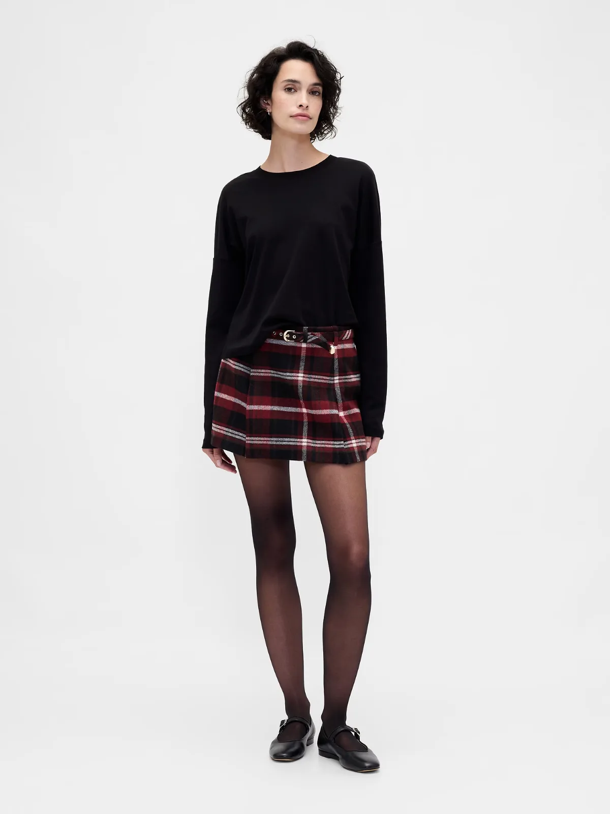 Wool-Blend Pleated Mini Skort by Gap
